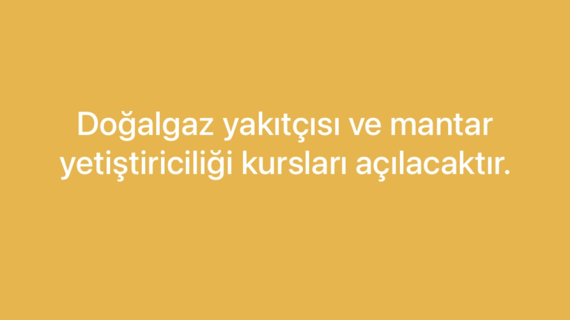 Doğalgaz Yakıtçısı ve Mantar Yetiştiriciliği Kursları