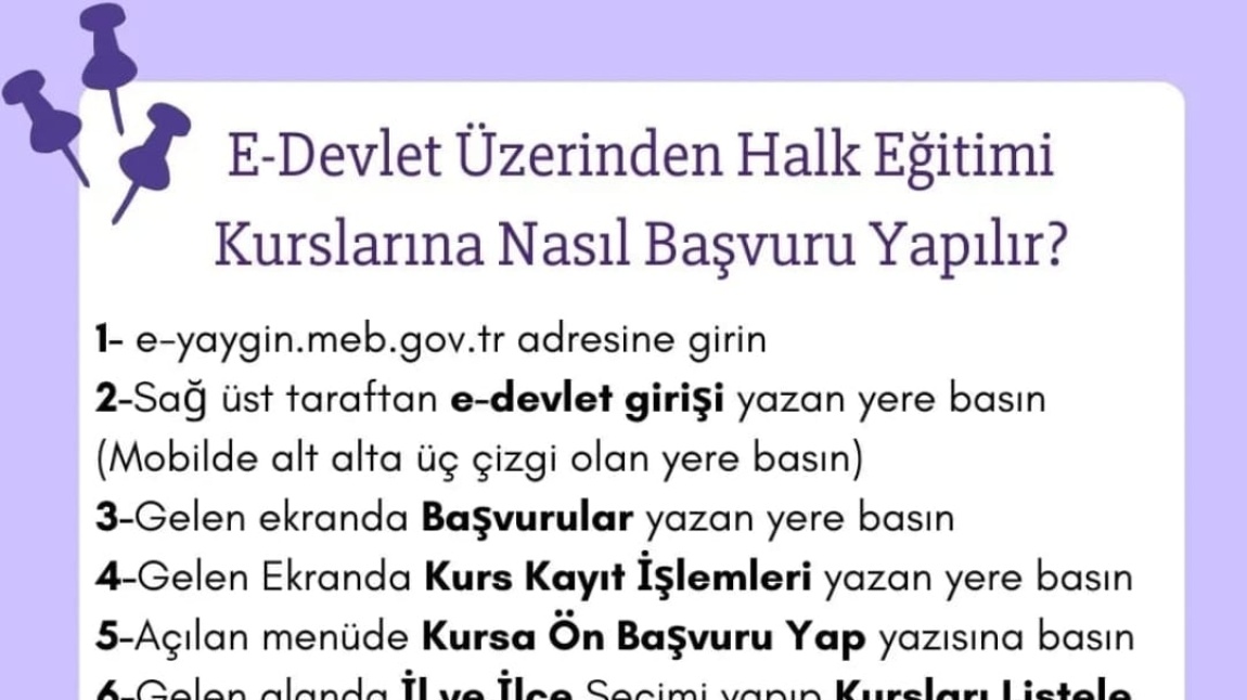 e-Devlet Üzerinden Kurs Başvurusu